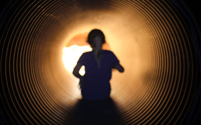 Backlit Photo Of Guest In Corn Slide